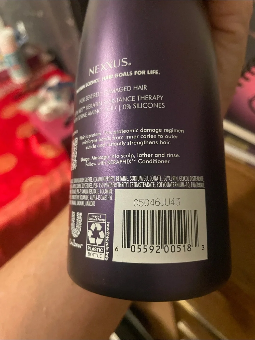 Drunk Elephant Cocomino Glossing Shampoo and Nexxus Keraphix repair